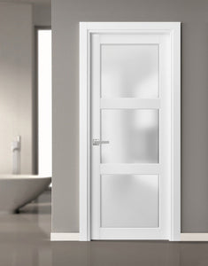 Pantry Kitchen Lite Door Frosted Glass | Lucia 2552 | White Silk