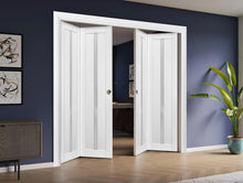 Load image into Gallery viewer, Sliding Closet Double Bi-fold Doors | Quadro 4112 | White Silk - Home