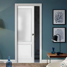 Load image into Gallery viewer, Panel Lite Pocket Door | Lucia 22 | White Silk with Frosted Glass - 18’’ x 80’’ - Home Doors