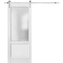 Load image into Gallery viewer, Sliding Barn Door with Hardware | Lucia 22 | White Silk with Frosted Opaque Glass