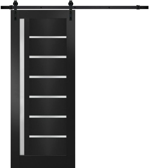 Sturdy Barn Door Frosted Glass | Quadro 4088 | Black Matte