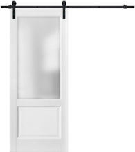 Load image into Gallery viewer, Sliding Barn Door with Hardware | Lucia 22 | White Silk with Frosted Opaque Glass