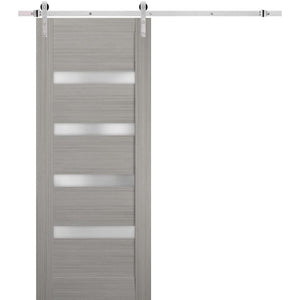 Sliding Barn Door Frosted Opaque Glass | Quadro 4113 | Grey Ash