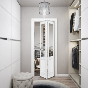 Sliding Closet Bi-fold Doors | Lucia 1533 | White Silk with Clear Glass - Home