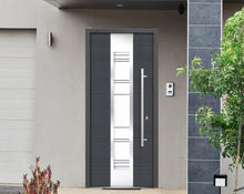Load image into Gallery viewer, Front Exterior Prehung Clear Glass Steel Door | Deux 5755 | Gray Graphite