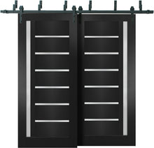 Load image into Gallery viewer, Sliding Closet Barn Bypass Doors Frosted Glass | Quadro 4088 | Matte Black
