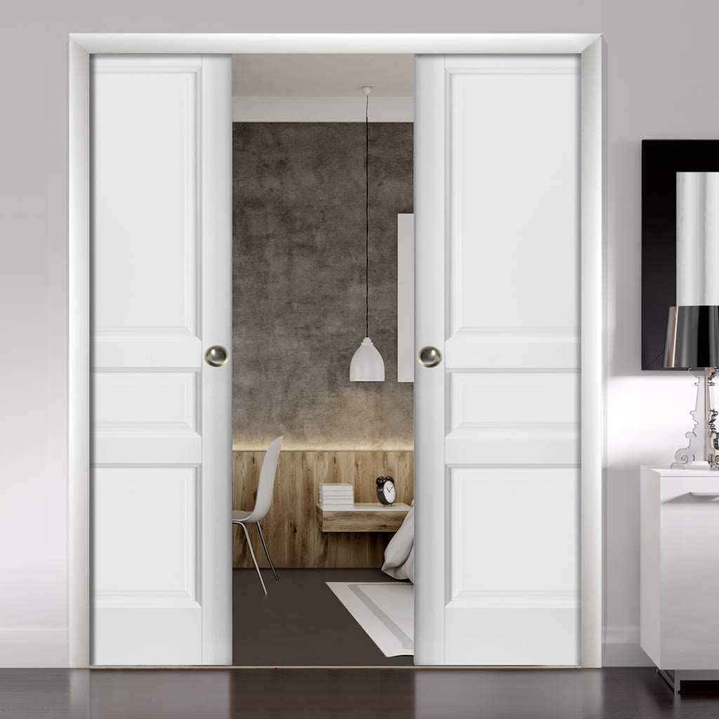 French Double Pocket Doors | Lucia 31 | White Silk - 36’’ x 80’’