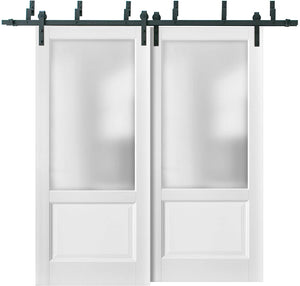 Barn Bypass Doors with Hardware | Lucia 22 | White Silk