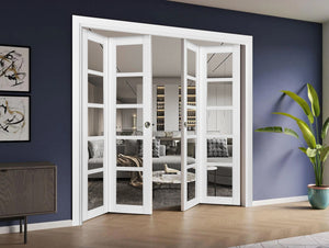 Sliding Closet Double Bi-fold Doors | Quadro 4522 | White Silk - Home