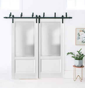 Barn Bypass Doors with Hardware | Lucia 22 | White Silk - 6ft Railing) 36x80 (2* 18x80)