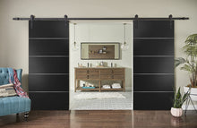 Load image into Gallery viewer, Sliding Double Barn Doors with Hardware | Planum 0020 | Black Matte