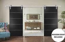Load image into Gallery viewer, Sliding Double Barn Doors with Hardware | Planum 0020 | Black Matte