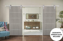 Load image into Gallery viewer, Sliding Double Barn Doors with Hardware | Planum 0020 | Grey Oak