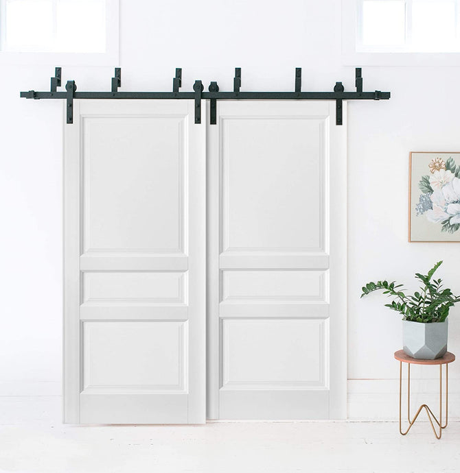 Barn Bypass Doors with Hardware | Lucia 31 | White Silk