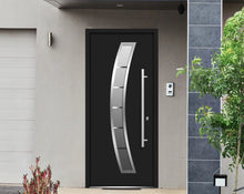 Load image into Gallery viewer, Front Exterior Prehung Glass Steel Door | Deux 6500 | Black - Home Doors