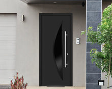 Load image into Gallery viewer, Front Exterior Prehung Glass Steel Door | Deux 6501 | Black