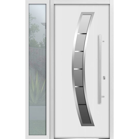 Front Exterior Prehung Steel Door | Left Side White Glass | Deux 6500 | Enamel - 36 + 12’’ x 80’’ Right-Hand