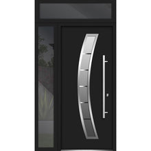 Load image into Gallery viewer, Front Exterior Prehung Steel Door | Top &amp; Left Side Black Glass | Deux 6500 | Black