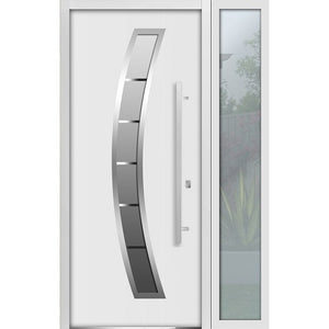 Front Exterior Prehung Steel Door | Right Side White Glass | Deux 6500 | Enamel - 36 + 12’’ x 80’’ Right-Hand