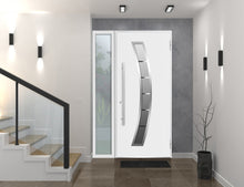 Load image into Gallery viewer, Front Exterior Prehung Steel Door | Right Side White Glass | Deux 6500 | White Enamel