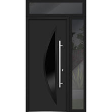 Load image into Gallery viewer, Front Exterior Prehung Steel Door | Top &amp; Right Side Black Glass | Deux 6501 | 36 + 12’’ x 80 + 16’’ Right-Hand