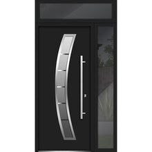 Load image into Gallery viewer, Front Exterior Prehung Steel Door | Top &amp; Right Side Black Glass | Deux 6500 | Black