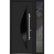 Load image into Gallery viewer, Front Exterior Prehung Steel Door | Right Side Black Glass | Deux 6501 | Black