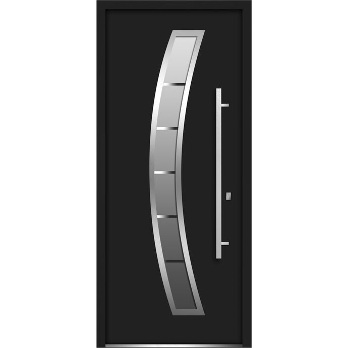 Front Exterior Prehung Glass Steel Door | Deux 6500 | Black - 36’’ x 80’’ Right-Hand Inswing - Home Doors