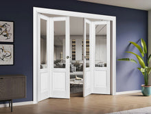 Load image into Gallery viewer, Sliding Closet Double Bi-fold Doors | Lucia 1533 | White Silk with Clear Glass - Home