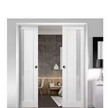 Load image into Gallery viewer, French Double Pocket Doors | Quadro 4112 | White Silk