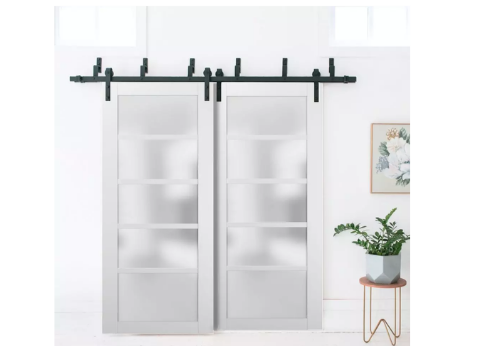 Lite Slab Panel Barn Door | Quadro 4002  | White Silk