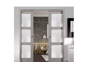 Slab Barn Door Panel Frosted Glass | Lucia 2552 | Grey Ash