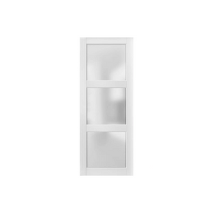Lite Slab Barn Door Panel | Lucia 2552 | White Silk with Frosted Glass