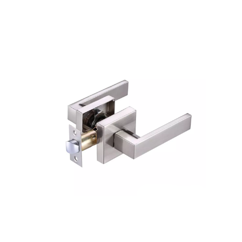 Modern Square Satin Nickel Handle Brushed Passage (No Lock) - Brush - Door Hardware