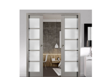 Load image into Gallery viewer, Slab Barn Door Panel Frosted Glass | Quadro 4002 | Grey Ash