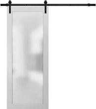 Load image into Gallery viewer, Sturdy Interior Sliding Barn Door Frosted Tempered Glass | Planum 2102 | White Silk