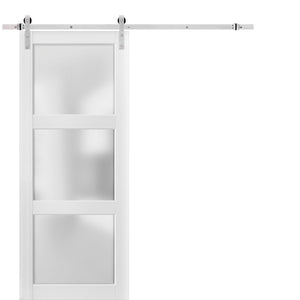 Sliding Barn Door Frosted Glass | Lucia 2552 | White Silk - Home Doors