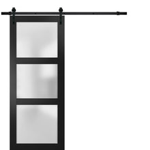 Load image into Gallery viewer, Sturdy Barn Door Frosted Glass | Lucia 2552 | Matte Black - Rail)) 18’’ x 80’’ - Home Doors