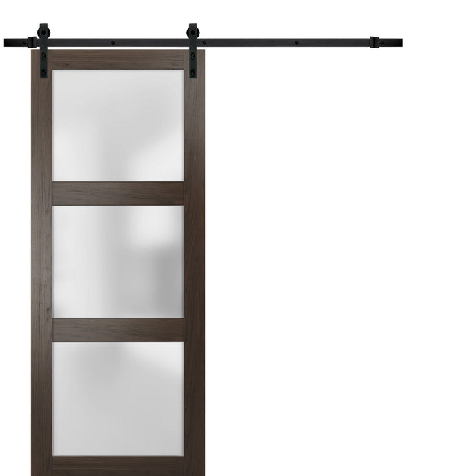 Sturdy Barn Door Frosted Glass | Lucia 2552 | Chocolate Ash