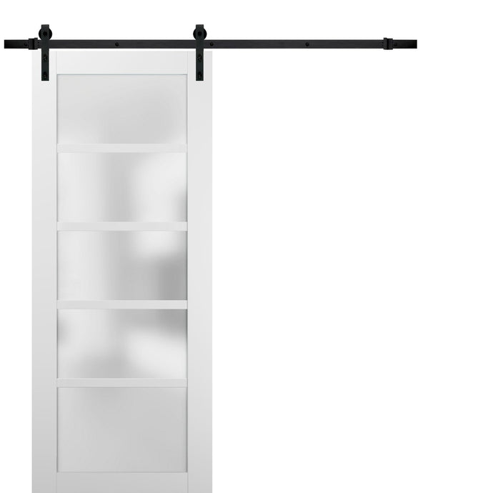 Sturdy Barn Door Frosted Glass| Quadro 4002 | White Silk - Home Doors