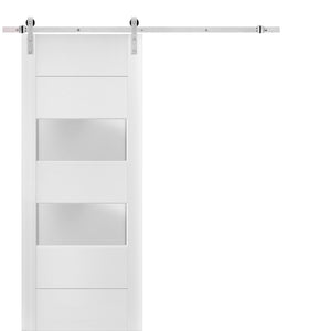 Sturdy Barn Door Frosted Glass | Lucia 4010 | White Silk