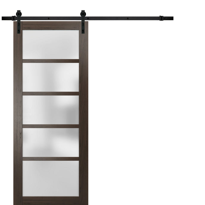 Sturdy Barn Door Frosted Glass | Quadro 4002 | Chocolate Ash - Home Doors