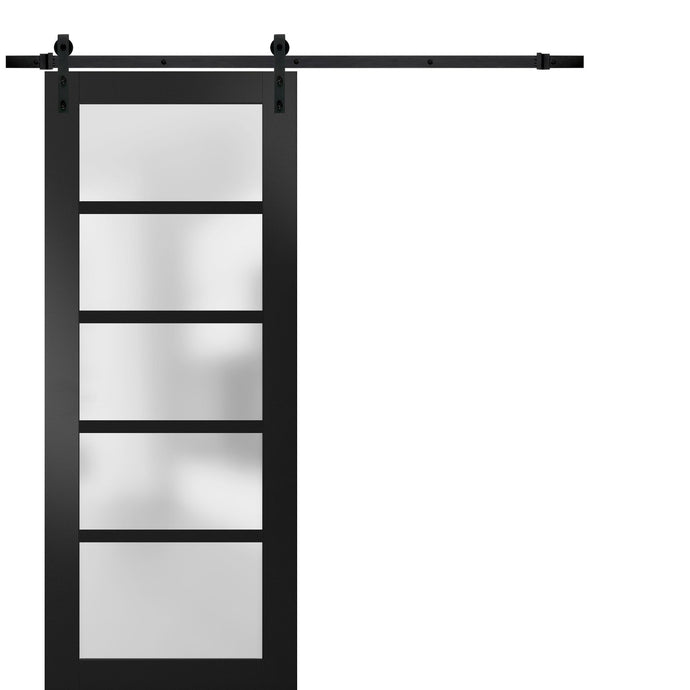 Sturdy Barn Door Frosted Glass | Quadro 4002 | Black Matte