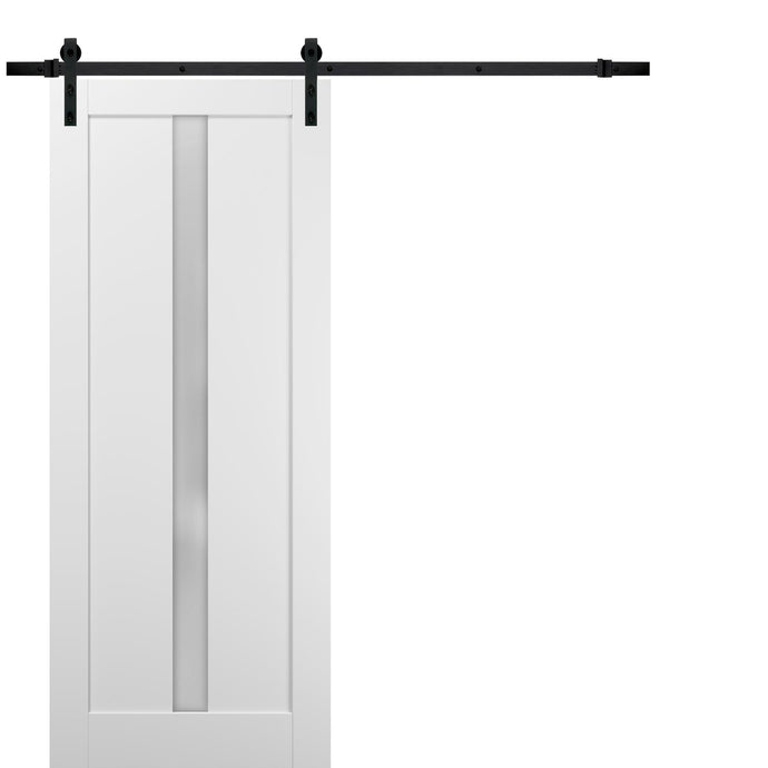 Sliding Barn Door Frosted Opaque Glass | Quadro 4112 | White Silk - Home Doors