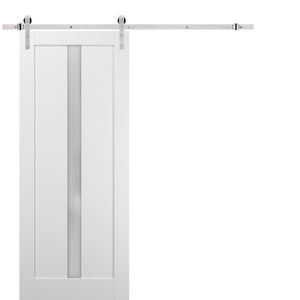 Sliding Barn Door Frosted Opaque Glass | Quadro 4112 | White Silk