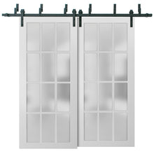 Load image into Gallery viewer, Sliding Closet 12 Lites Frosted Glass Barn Bypass Doors | Felicia 3312 | White Silk