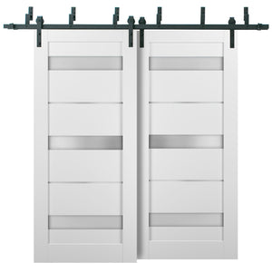 Barn Bypass Doors with Hardware | Quadro 4055 | White Silk