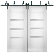 Load image into Gallery viewer, Sliding Closet Opaque Glass Barn Bypass Doors | Sete 6900 | White Silk