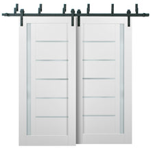 Load image into Gallery viewer, Sliding Closet Barn Bypass Doors | Quadro 4088 | White Silk