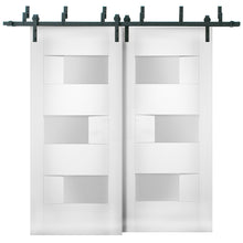 Load image into Gallery viewer, Sliding Closet Opaque Glass Barn Bypass Doors | Sete 6933 | White Silk